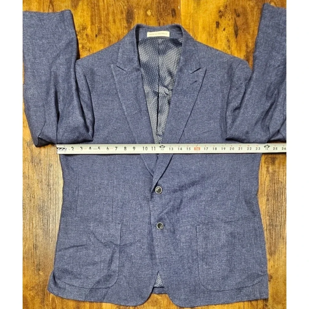 Joseph Abboud Comero Linen Wool Knit Blazer Men's 46 Short Dark Blue Sport Coat